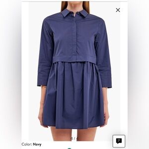 English Factory | Dresses | English Factory Navy Blue Long Sleeve Mini  Shirtdress Size Xsmall | Poshmark